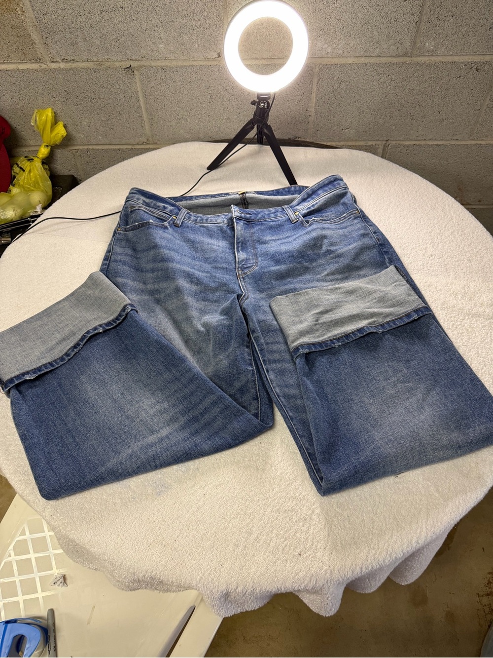 Kut from the Kloth Blue Rolled-Cuff Wide Leg Jeans size 14w Sierra style